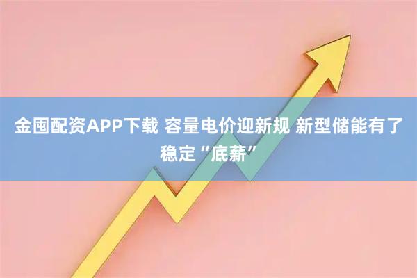 金囤配资APP下载 容量电价迎新规 新型储能有了稳定“底薪”